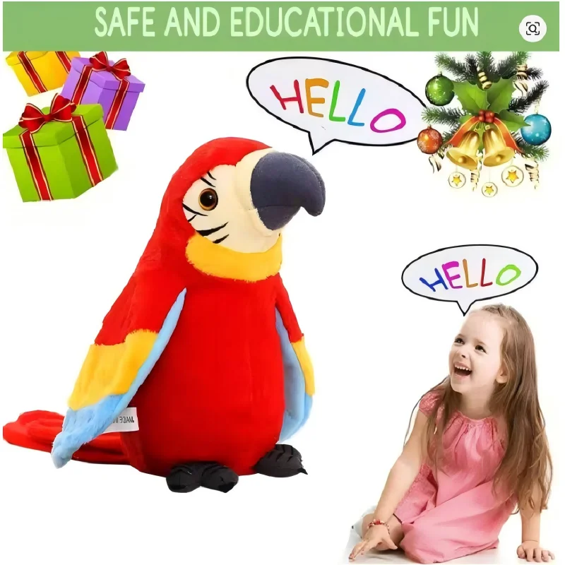 Sprekende papegaai pluche speelgoed interactieve knuffel kind_voghion.com