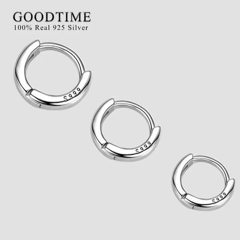 Fashion Women Earring Pure 100% 999 Sterling Silver Minimal Hoop Earrings Thin Cartilage Earring Not Allergic Piercing Jewelry 3