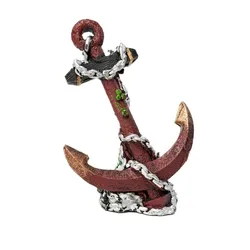 Nautical Aquarium Hideaway: Anchor & Chain Decoration with Fish and Shrimp Shelter (1pcs)