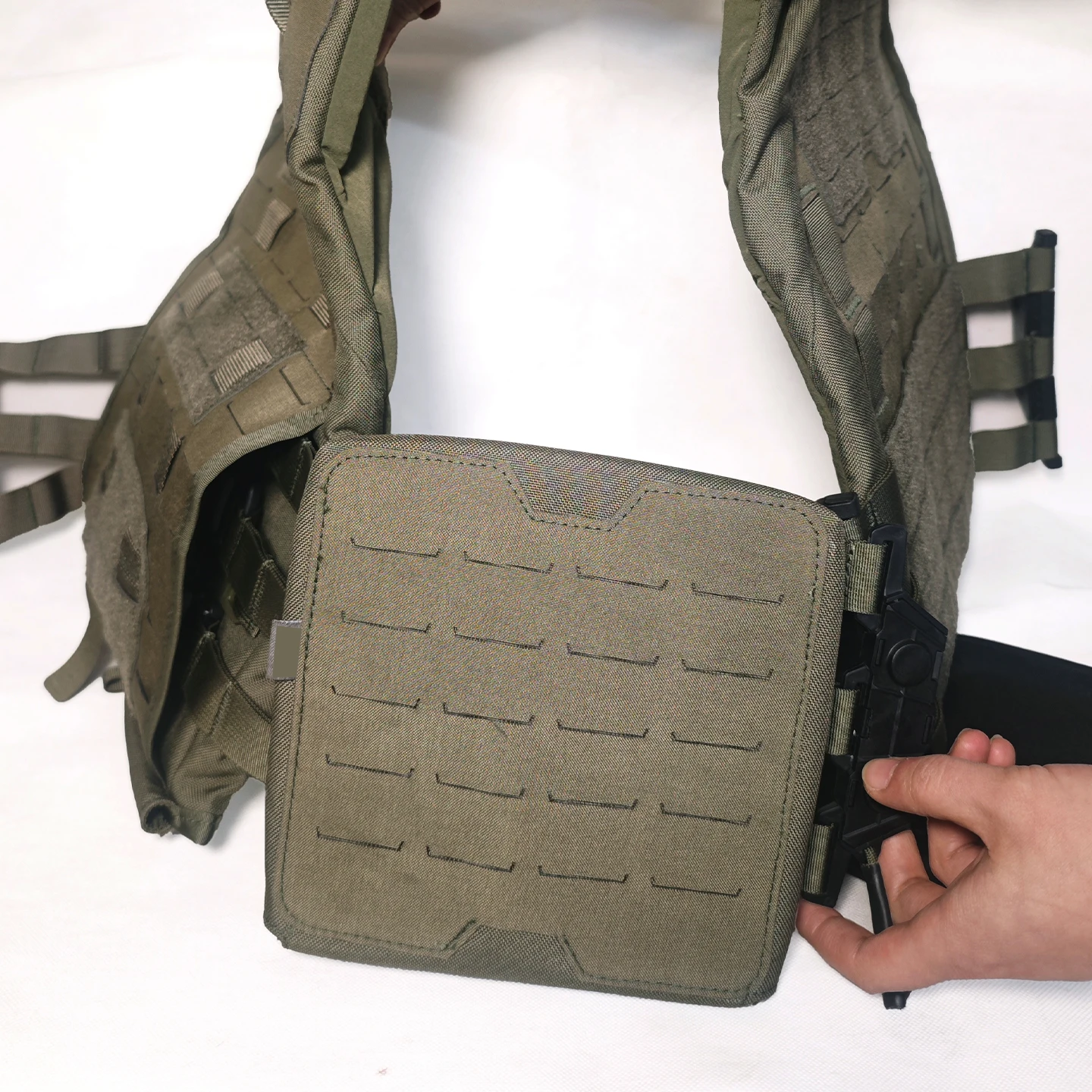 500D 전술용 사이드 파우치 2개 | 18×18cm 듀얼 MOLLE, 안정적, 보호+수납 기능이 하나로 통합된 조끼용 2-in-1 제품