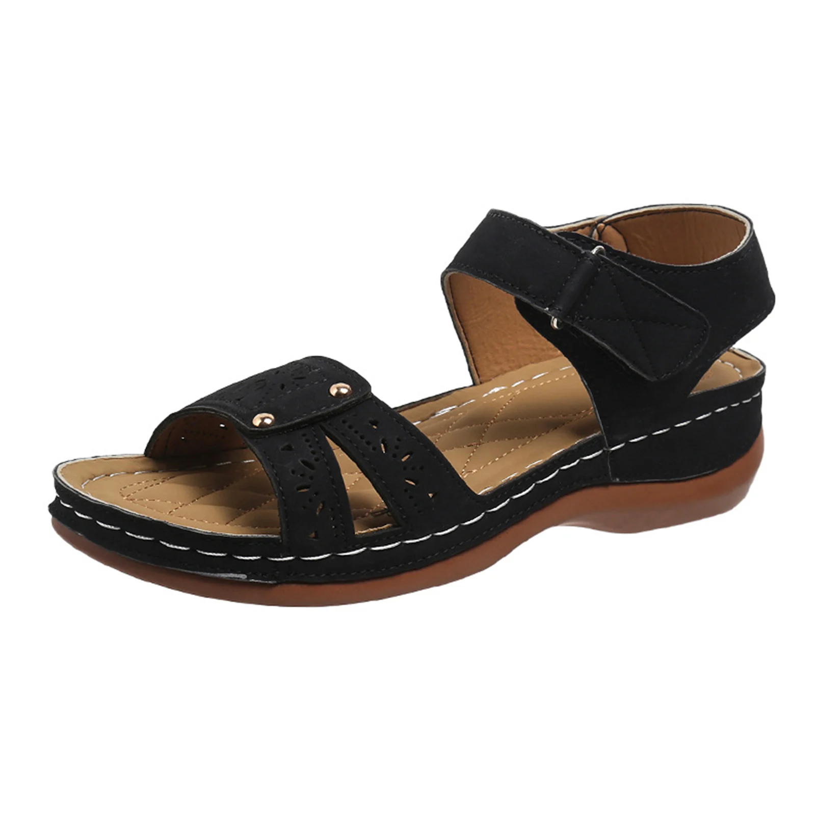 

Ladies Summer Solid Color Hollow Sandals Female Breathable Leisure Sandals Suitable for Shopping Indoor Walking