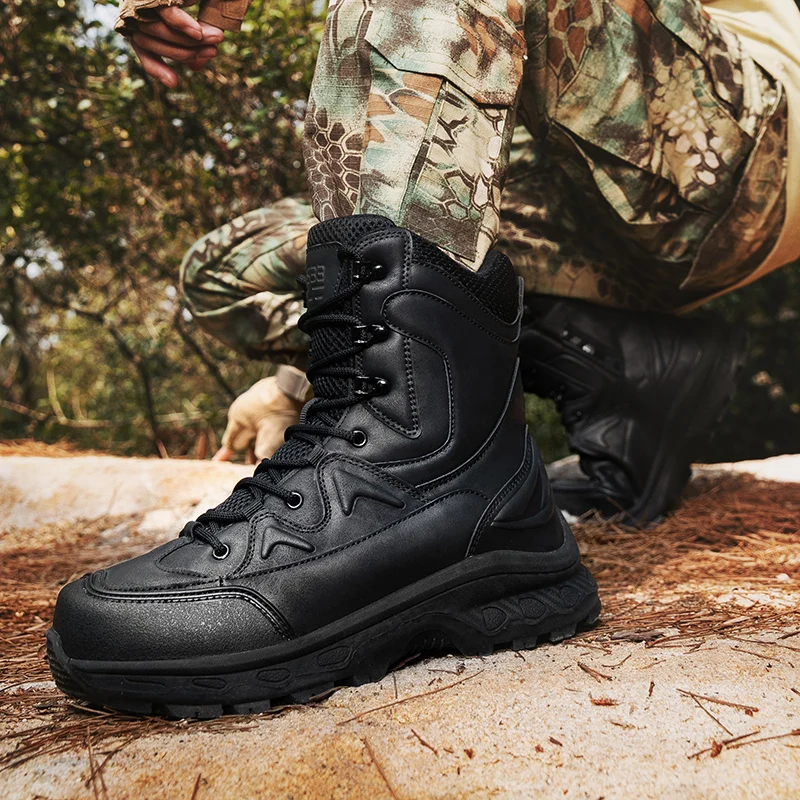 Men's hiking boots outdoor combat walking tactical casual boots versatile fashion boots - Image 5