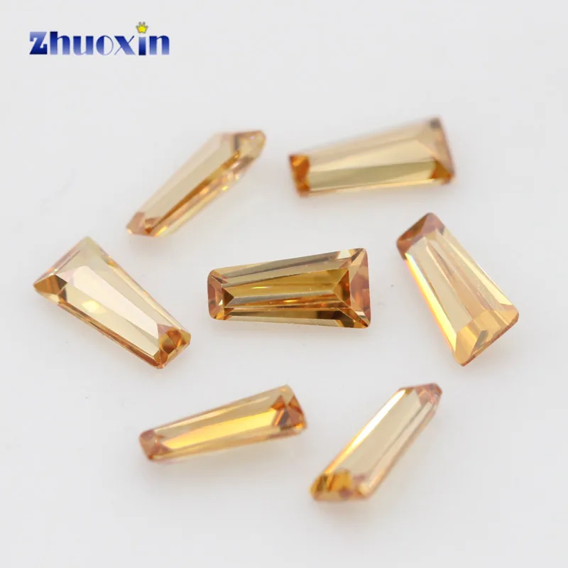 Size 2x1.5x1~6x3x2mm Champagne Trapezium Shape 5A CZ Stone Synthetic Gems Cubic Zirconia For Jewelry