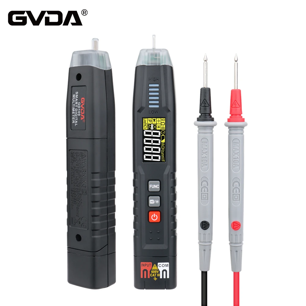 GVDA Smart Pen Type Multimeter Digital Multi-meter True RMS Auto Range DC AC Voltage Meter Voltmeter NCV Phase Sequence Tester tailors tape measure