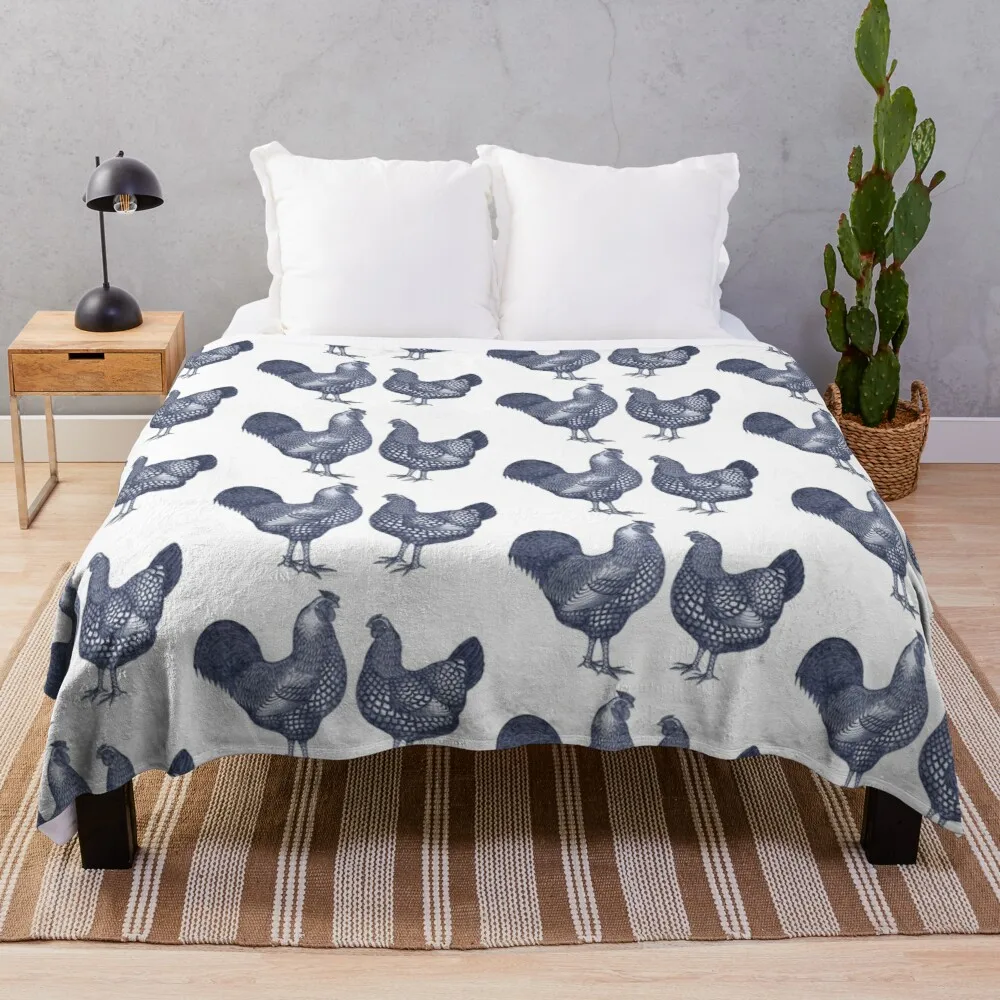 

Blue Wyandotte Chickens Hen and Rooster Throw Blanket