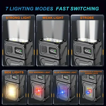Feriales Multifunktionale EDC-Taschenlampe – Taktisches Schlüsselanhänger-Licht mit COB-Seitenlicht – USB-C Aufladbar, Magnetfuß & 7 Lichtmodi 2