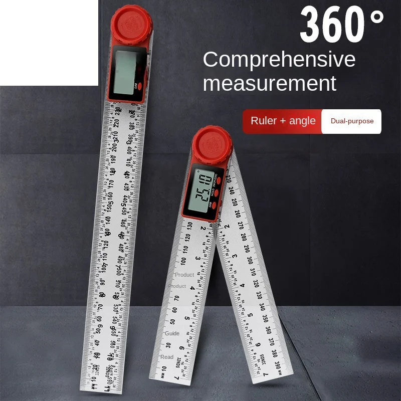 50pcs Transparent Digital Display Angle Ruler 2 in 1 Protractor Caliper Digital Display Caliper Traveling Leveling Ruler
