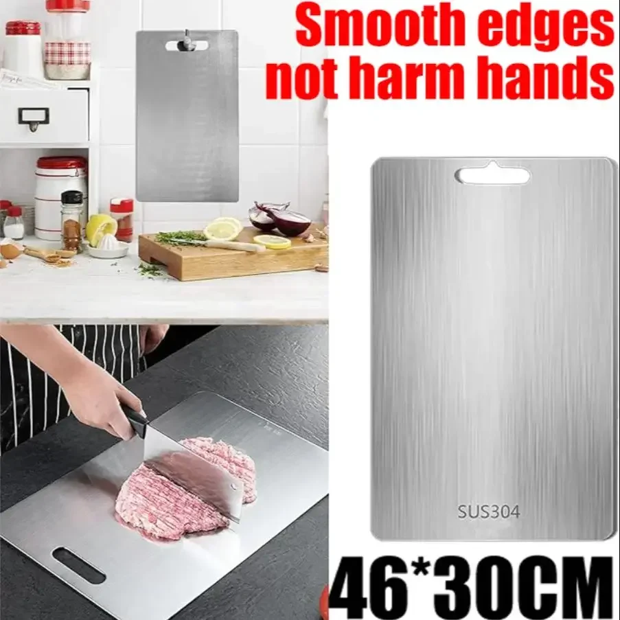 Board Kitchen Titanium Cutting Boards For Stainless 304 Steel Thickened Double-Sided Food Grade Portable Fruit Meat Chopping
