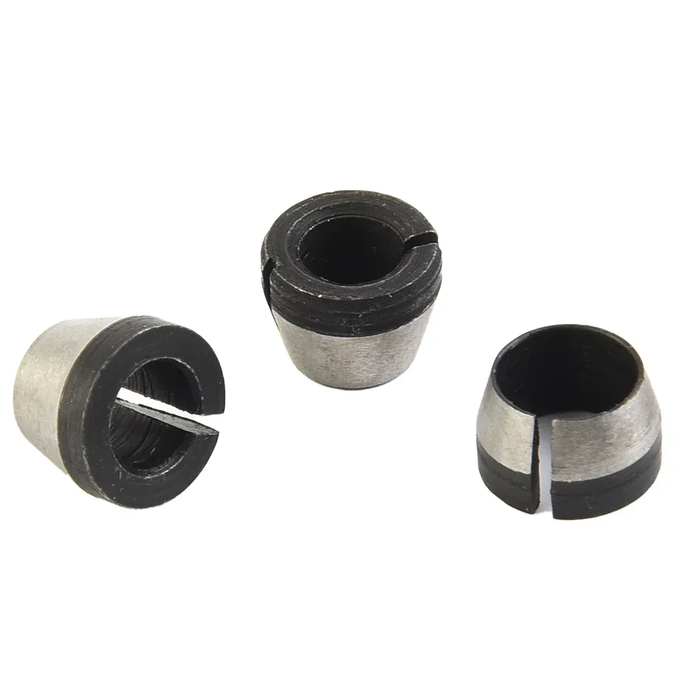 Power Tool Collet Chuck 3pcs 6mm/6.35mm/8mm Carbon Steel Collet Chuck Electric Router Milling Cutter High Strength Replacement