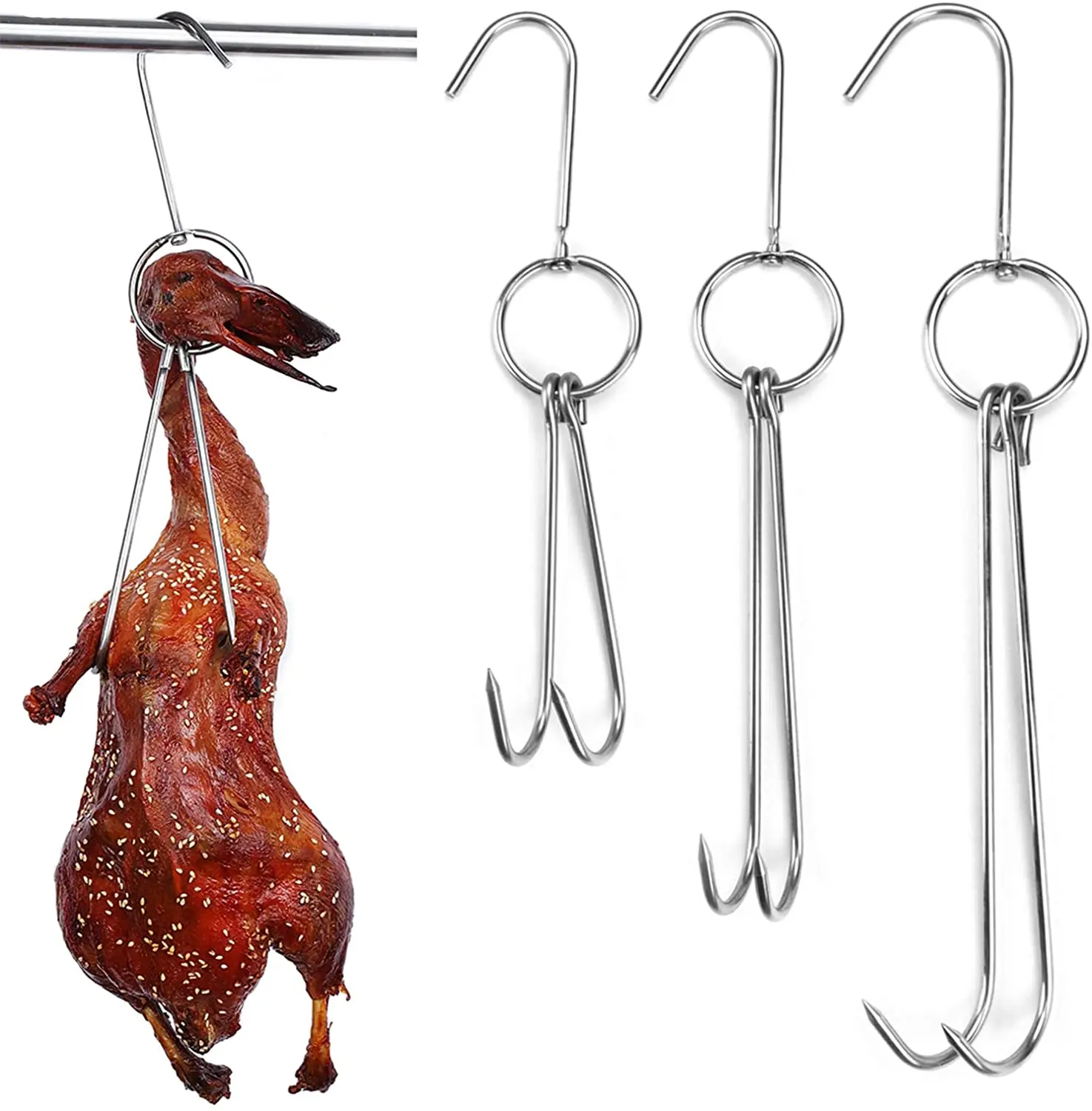 Stainless Steel Meat Hooks With Sharp Tip Double Hook Poultry