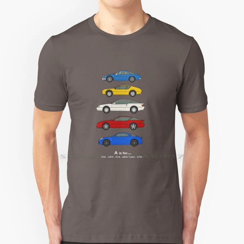 Classic Alpine Sports Cars Collection T Shirt 100% Cotone A110 A310 A610 Turbo Alpine Sports Cars French Classic Cars Car Art