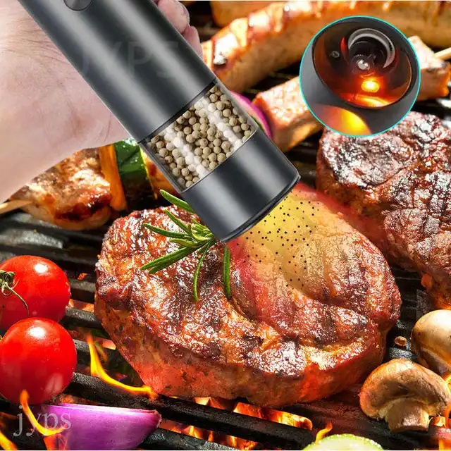 Electric Pepper Grinder USB Rechargeable Automatic Pepper Salt Mill Grinder  with LED Light Quick Charging Grinder Kitchen Tools - AliExpress