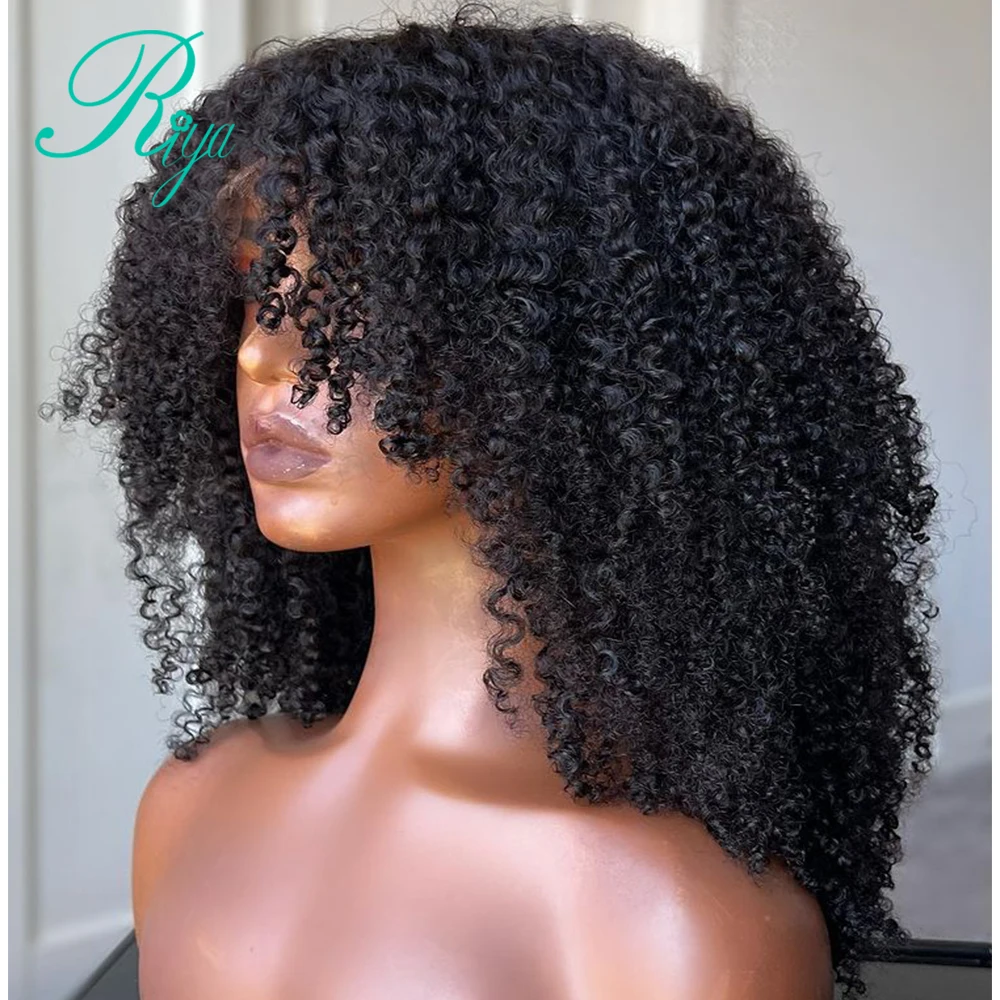 Kinky Curly 13x4 Lace Front Wig Human Hair Wigs For Women Mongolian Curly 13x6 Lace Front Wig With Bleached Knots 250% Density