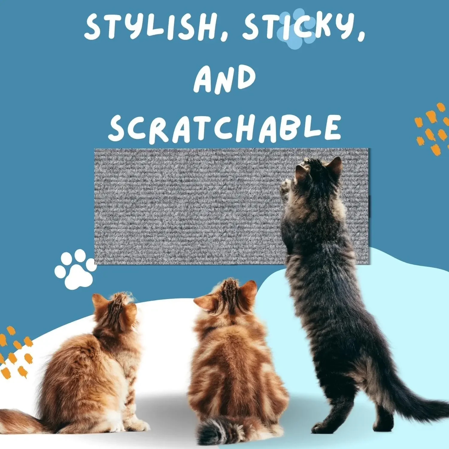 Selbstklebende Katzen-Kratzmatte Teppich für Sofa-Möbelschutz, DIY Katzen-Kratzmatte Kletterwand-Matte für Innenbereich – Detail 1