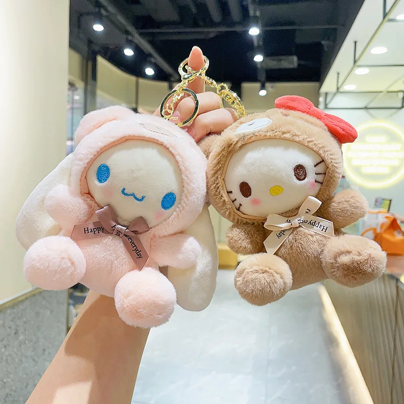 Sanrio Plush Toy Kawali Hello Kitty Kuromi My Melody Soft Stuffed Keychain Cinnamoroll Bag Pendant Stuffed Doll Girl Kid Gift plush toy