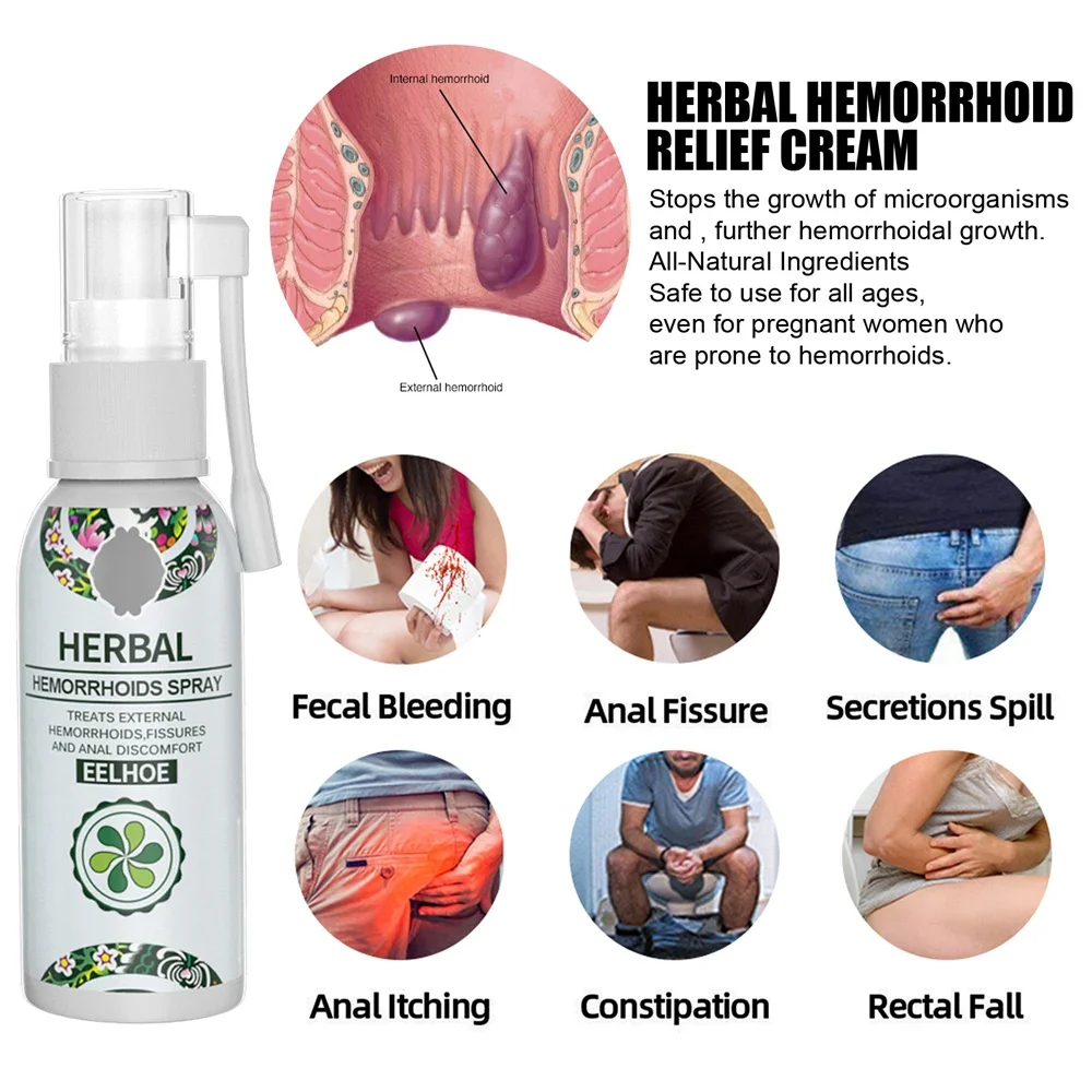 30ml Hemorrhoid Remover Spray Removal Internal Piles Natural Herbal Hemorrhoid Spray Soothing Pain