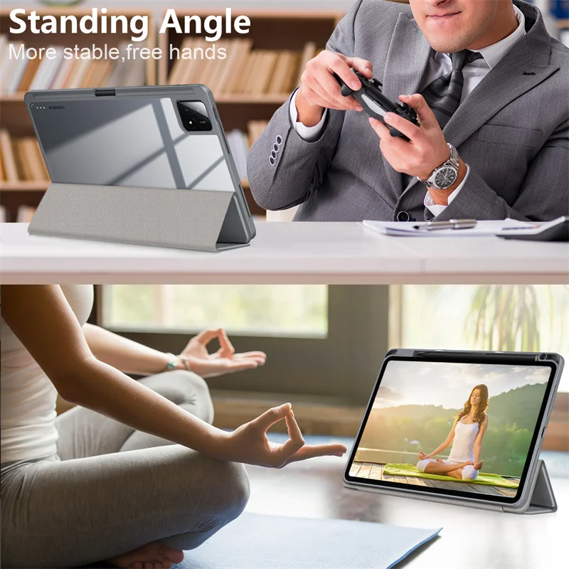 For Xiaomi Pad 6s Pro Case With Pen Holder Acrylic Back Fold For Xiaomi Pad 6s Pro Case With Pen Holder Acrylic Back Fold