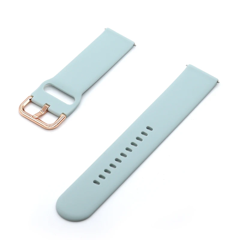 Rose Gold Buckle Silicone Wristband Strap, 20mm/22mm