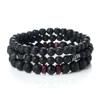Bracelet élastique 3 pièces/ensemble en perles de pierre naturelle pour couple, bracelet de prière, bijoux de yoga et de méditation bouddhiste pour amis, cadeaux
