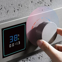 ระบบฝักบัวอาบน้ำทองเหลืองสีเทาแบบหรูหราพร้อมจอแสดงผล LED แบบดิจิตอลอุณหภูมิคงที่3ฟังก์ชั่นก๊อกน้ำในห้องน้ำ 4