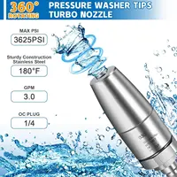 Turbo Nozzle for Pressure Washer Rotating for Hot and Cold Water With 1/4 Quick Connect Stainless Steel 3625 PSI 2