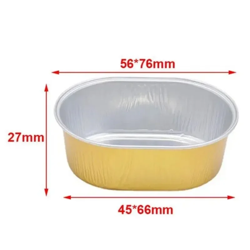 10Pcs Oval Foil Baking Molds DIY Baking Pudding Cups Heat Resistant Lid Cake Cups Half Cooked Cheese Molds
