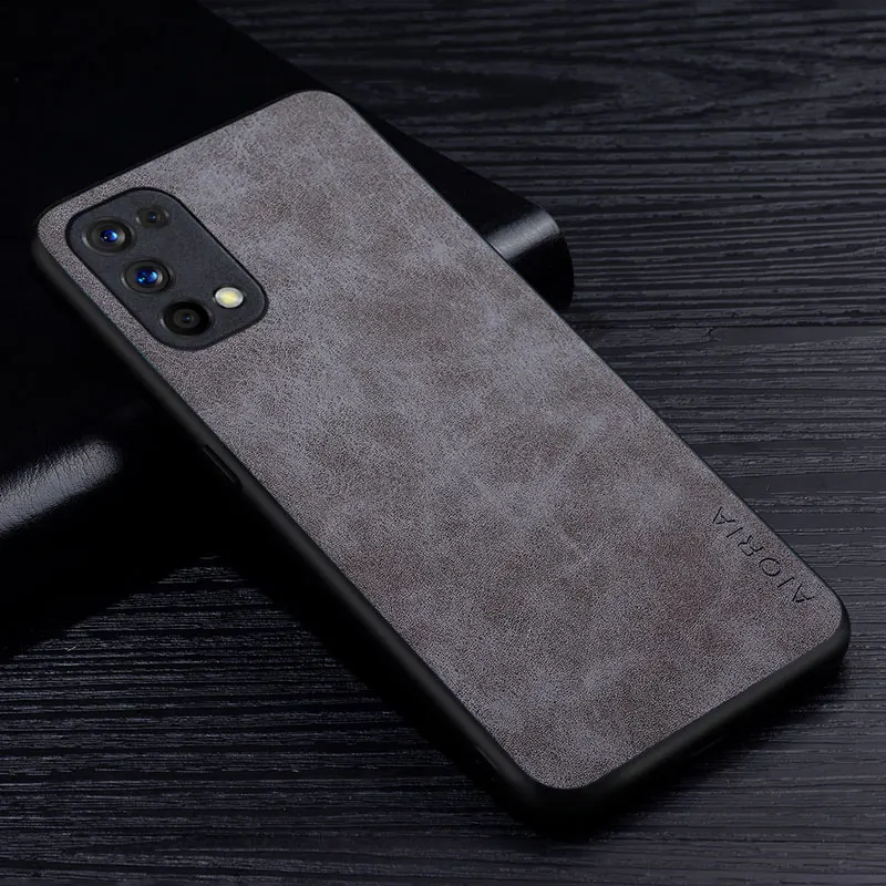 غطاء واقٍ من الجلد الصناعي لهاتف Realme ، لون صلب...