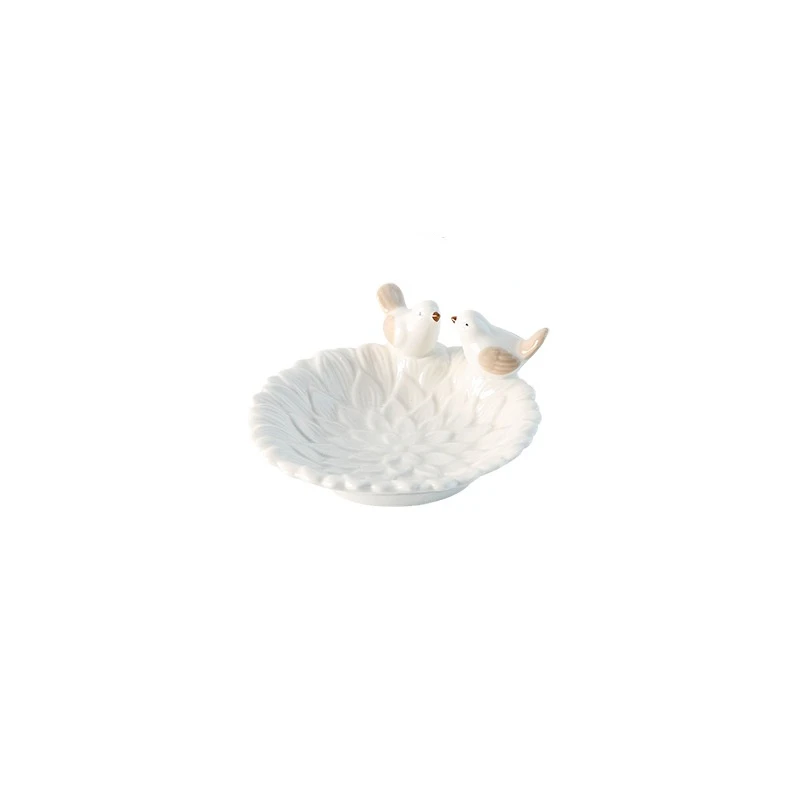 

Jewelry Storage Tray Jewelry Display Stand Lovely Birds Ceramic Tray Accessories Ornaments Dim Sum Plate