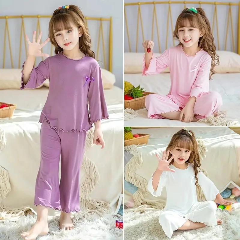 

1-12 Years Solid Color Baby Clothes Set Summer Modal Newborn Baby Girls Clothes Baby Pajamas Kids Clothing Sets