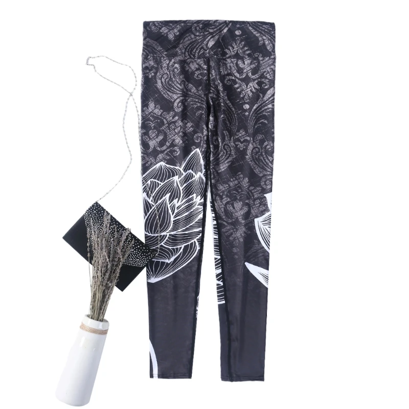 

High Waist Elastic Women Print Fitness Legging Yoga Workout Pants Push Up Trouse
