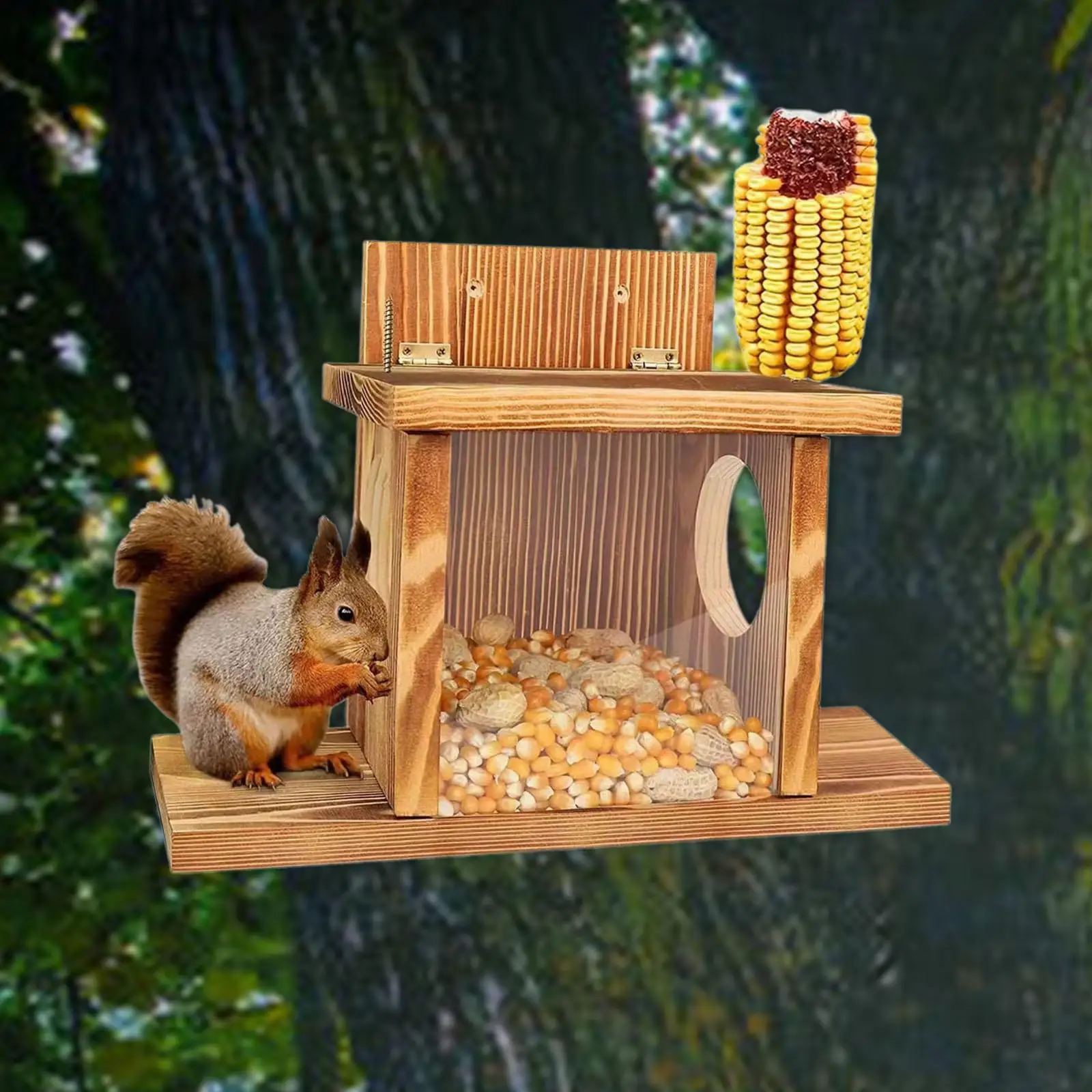 Wood Squirrel Feeder Thickness Chipmunk Feeder for Patio Decorative Outdoor