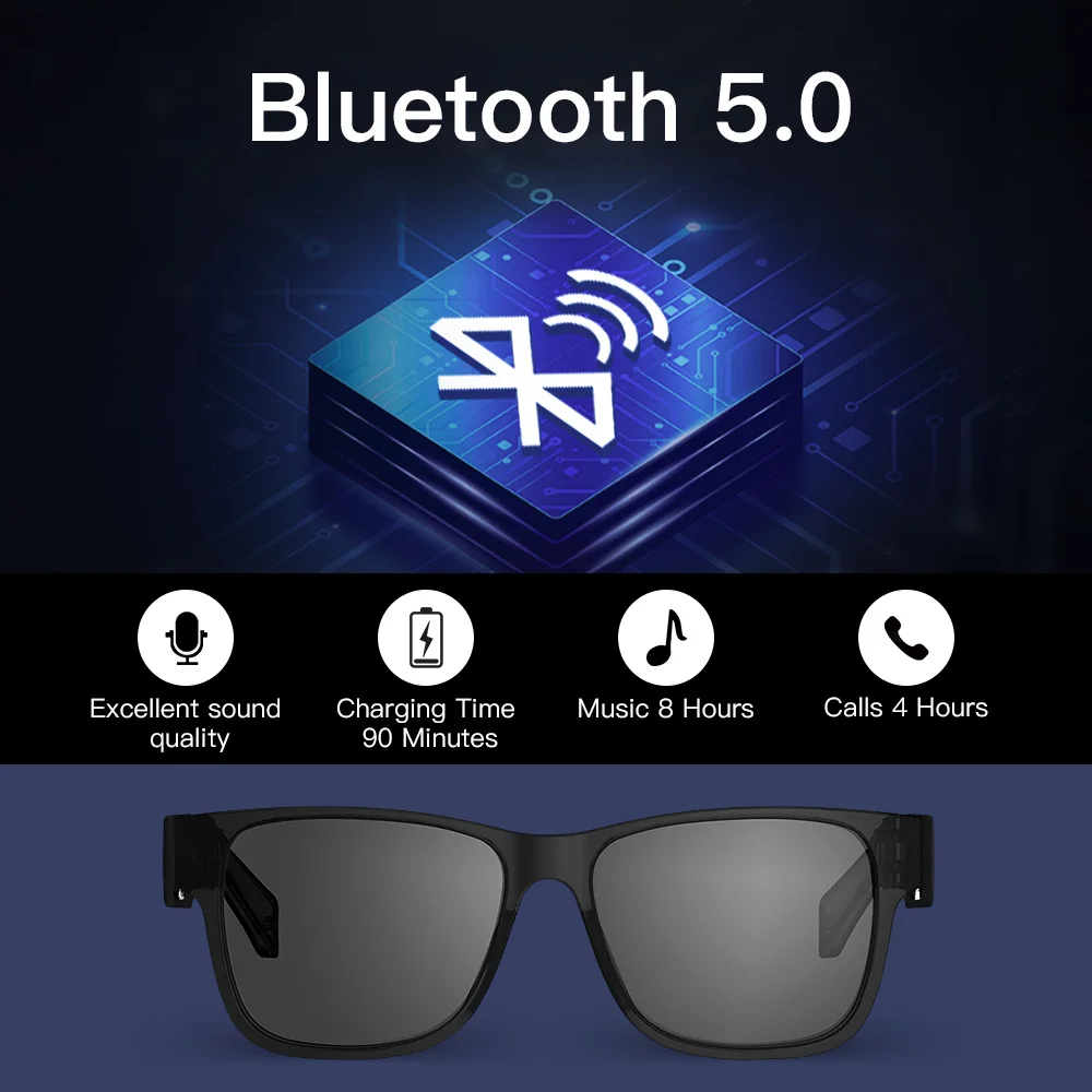 Lentes Con Audifonos Bluetooth Y Camara Gafas De Sol Inteligentes