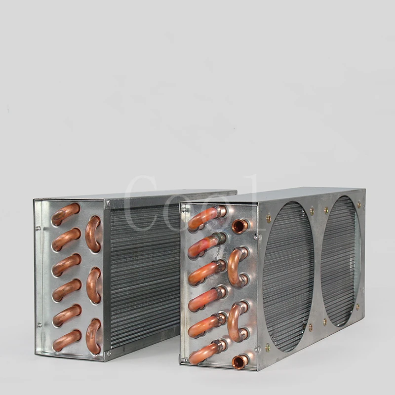 264mmx150mmx60mm Double Air Outlet Condenser Evaporator Water-cooled Finned Copper Tube Radiator Heat Sink Instrument Cooler