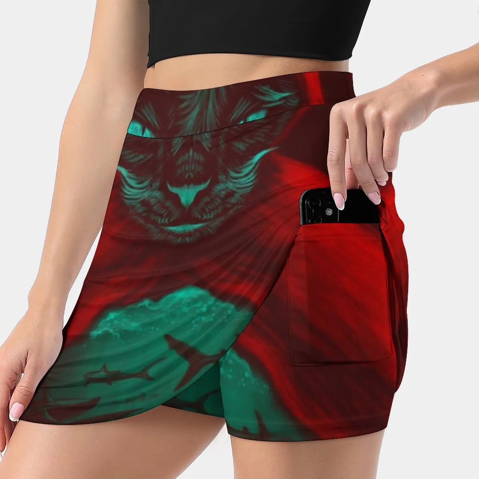 

Cat Sharks Women's skirt With Pocket Vintage Skirt Printing A Line Skirts Summer Clothes Pirates Cat Food Ocean Cute Holiday