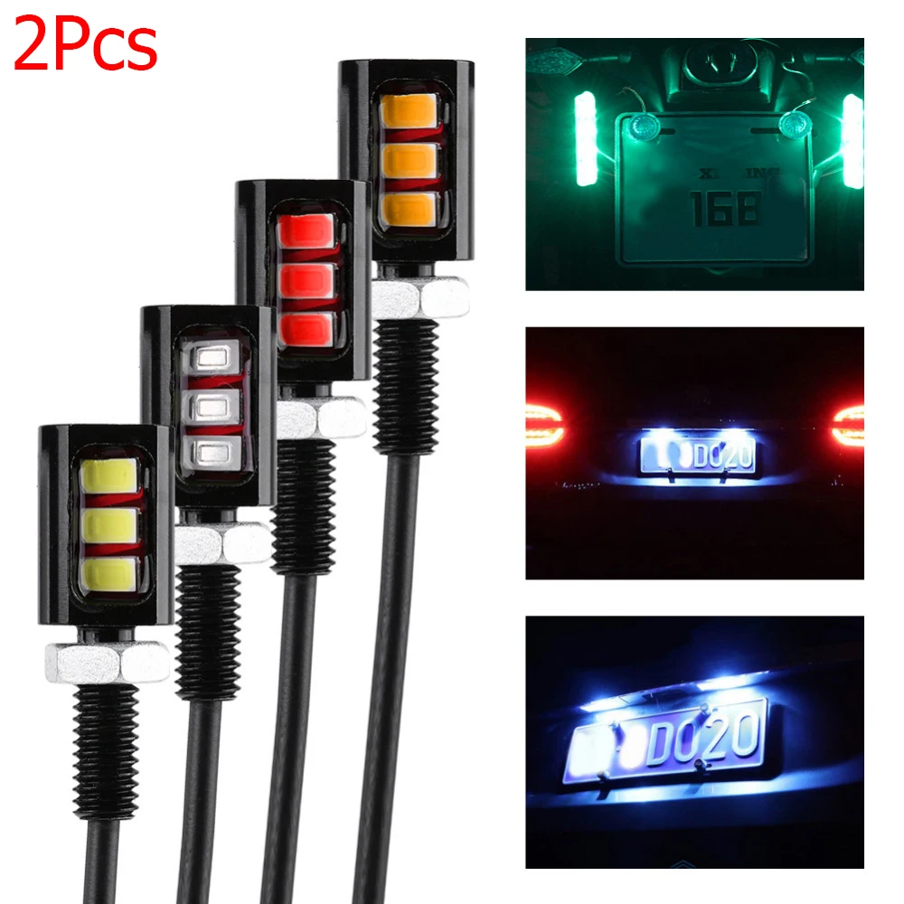 12V 3LED Universal Car Motorcycle License Number Plate Screw Bolt Light Lamp 2Pcs motorcycle led lights,car led lights
