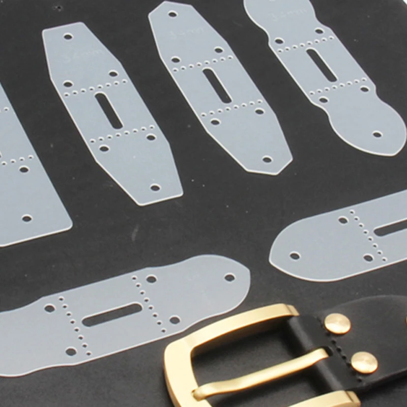 6Pcs/Set Leather Belt Buckle PVC Templates Connection Head Punching Stencil For DIY Leather Craft Belt Tail Mould Tools leather tools leather craft tool kit leather craft tools leather craft tool leather craft template