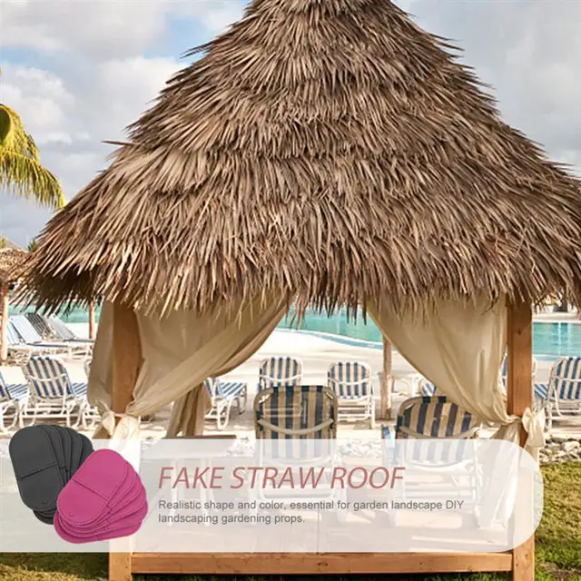 1M Plastic DIY Fake Straw Carpet Trim Artificial Straw Mat Palm Simulation  Thatch Roof Decor Straw Roofing Panel Bar Hut Blind