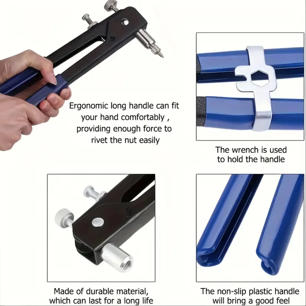 86Pcs Manual Rivet Nut Gun M3 M4 M5 M6 M8 Home Rivet Gun,Insert Nut Quick Riveting Tool, Contains 80 Rivet Nuts,Riveting Machine