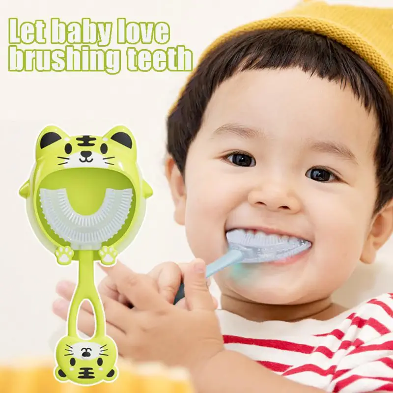 

Kids Toothbrush U-Shape 360 Degree Infant Teether Baby Toothbrush Children Silicone Brush For Toddlers Oral Care Cleaning 2-12Y