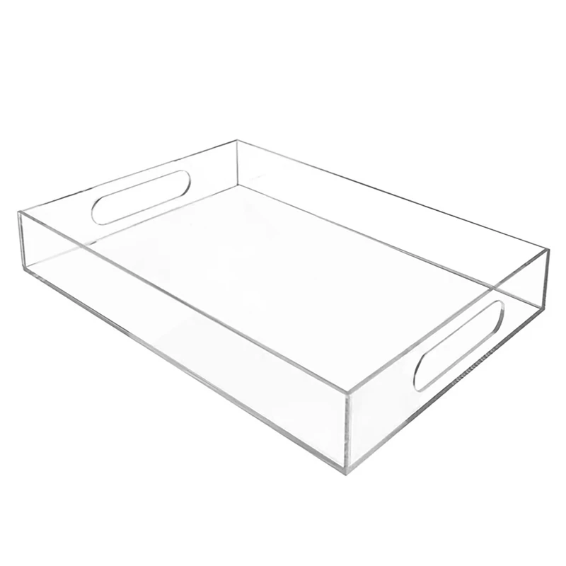 

AT35 Acrylic Clear Tray Acrylic Serving Tray With Handles, Acrylic Snack Plate Multifunctional Storage Plate