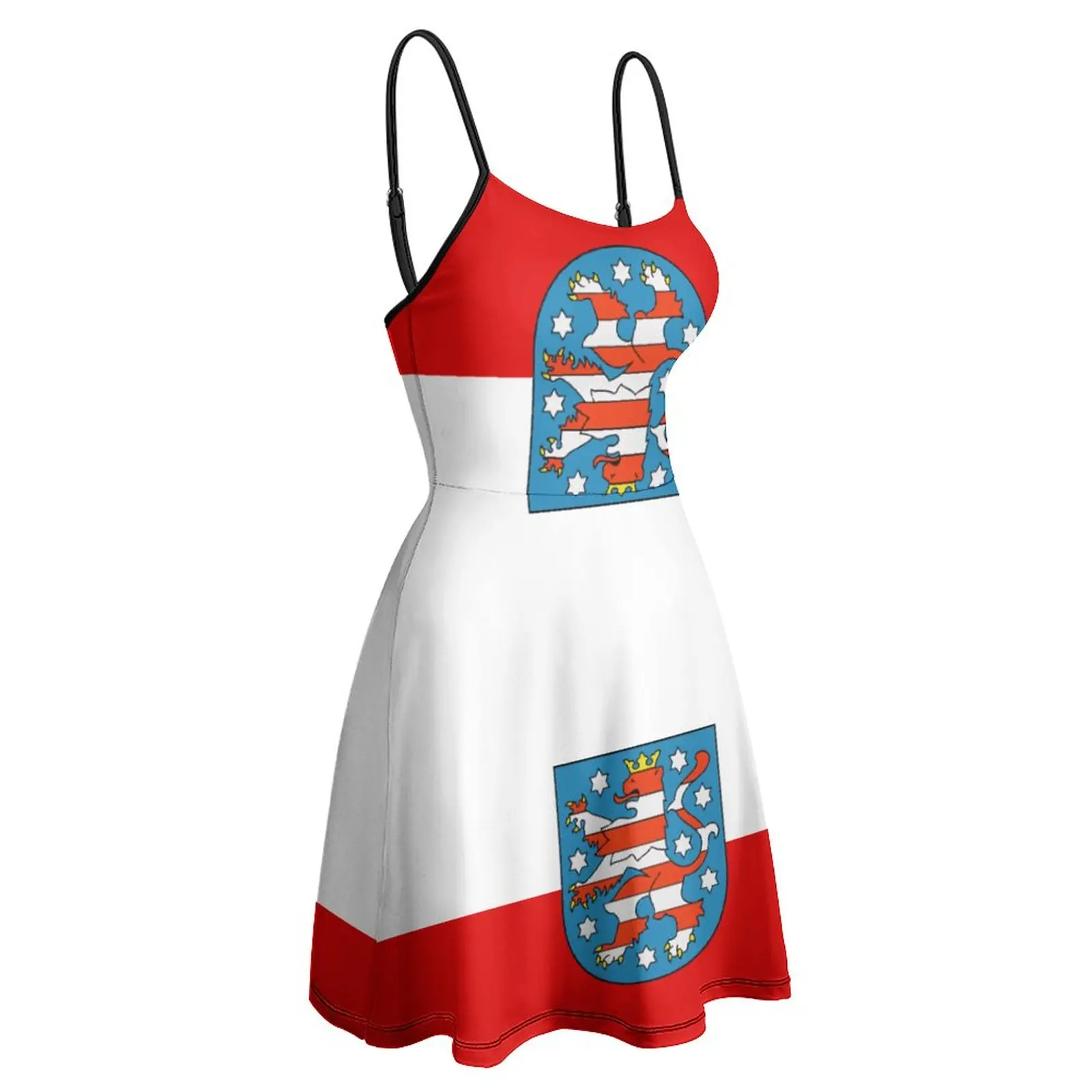 

Flag of Thuringia (state) Women's Sling Dress Funny Geek Dresses Unique Exotic Woman's Gown Vacations