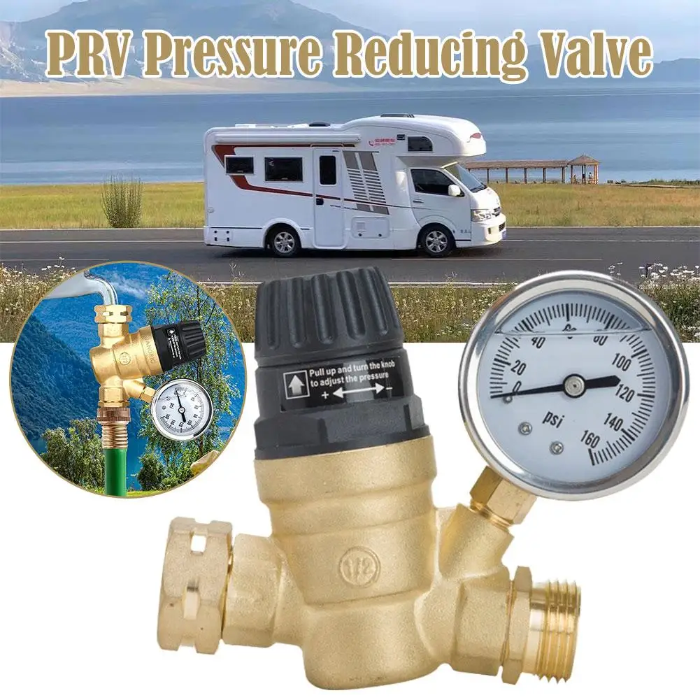 

Rv Pressure Reducer With Gaug Adjustable Water Pressure Regulator For /garden Hose/travel Trailer N5o1
