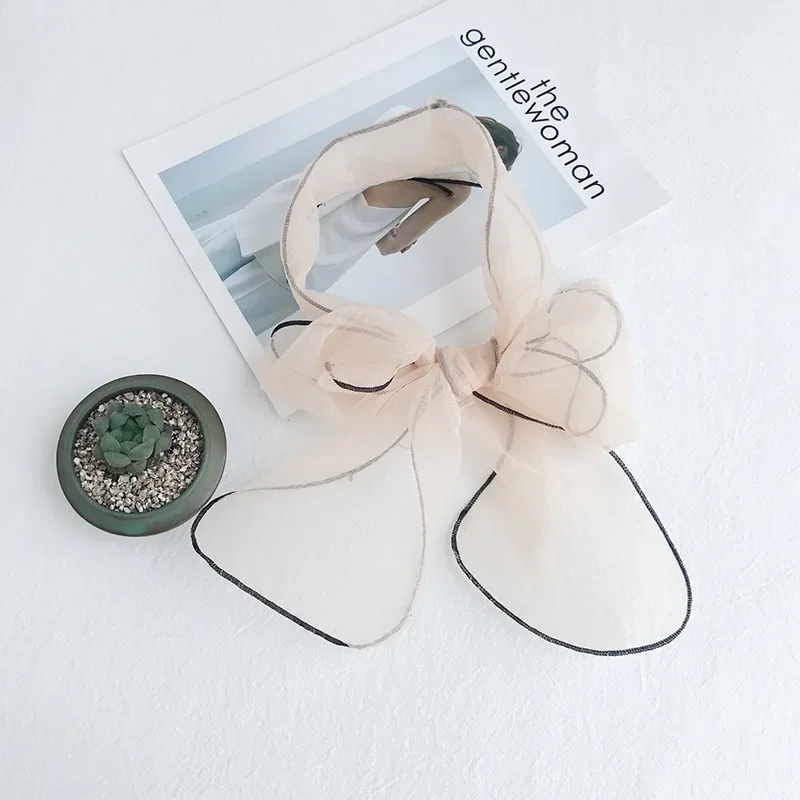 140cm Spring Scarf Transparent Women's Silk Scarf Fashion Lady Square Scarves Soft Shawls Pashmina Solid Color Bandana Headband