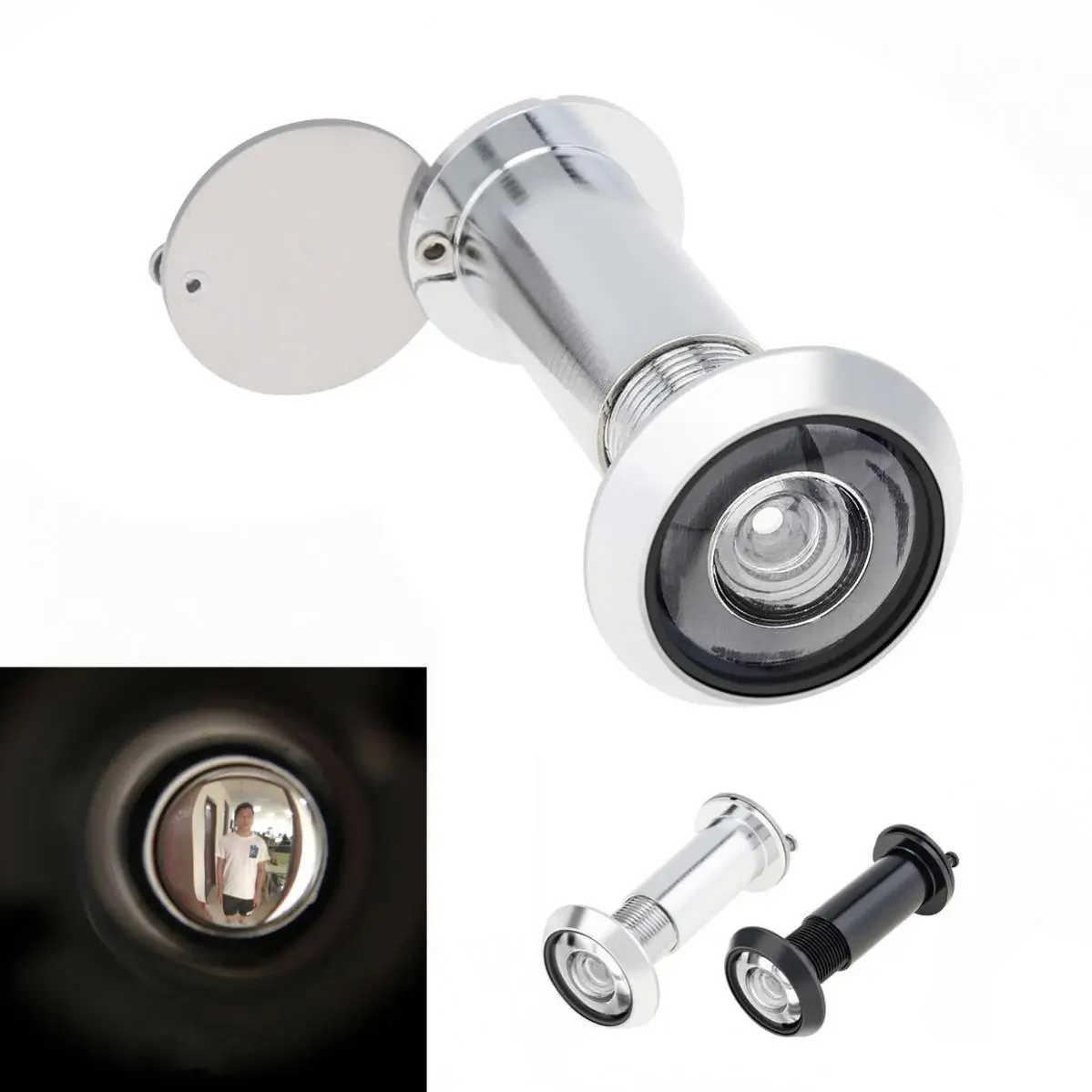 

14mm/0.55inch 180 Degree Door Viewer Security Peek Peep Holes for 1.33inch to 2.3inch Door Thickness with Rotating Privacy Cover