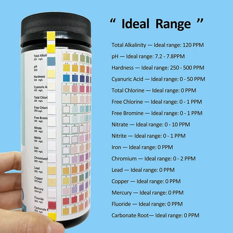 100PCS Drinking Water Testing Strips Tap And Well Water Test Strip & Testing For PH,Lead,Chlorine