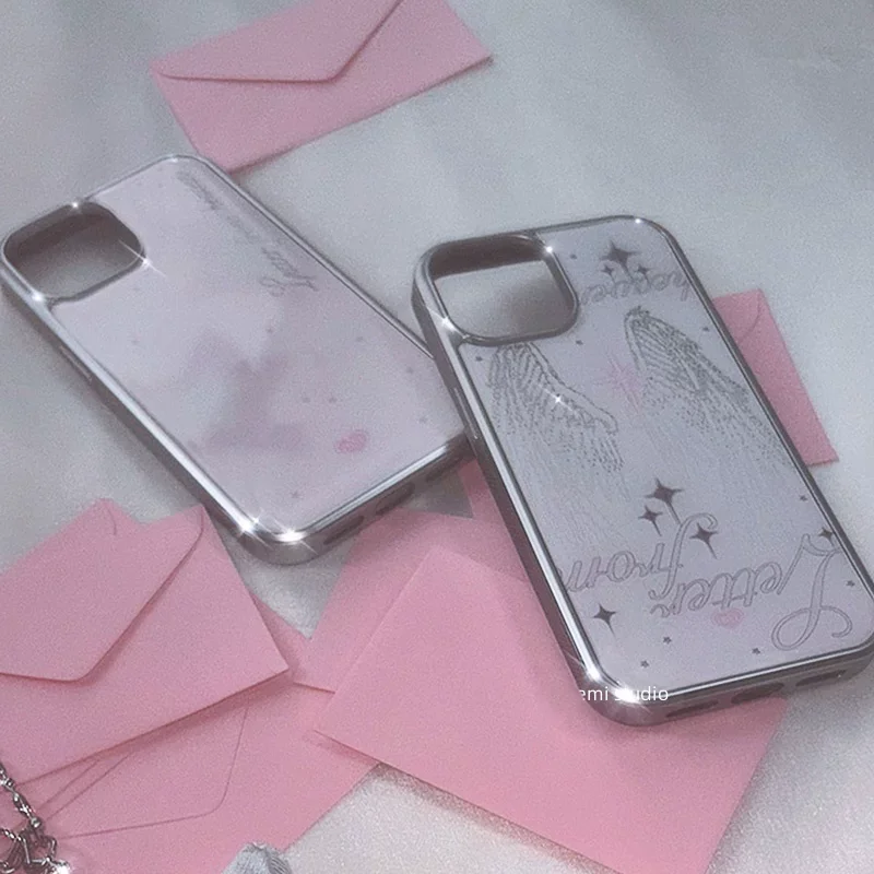 Korean-Inspired Cute Angel Wings Phone Case with Sweet and Spicy Design