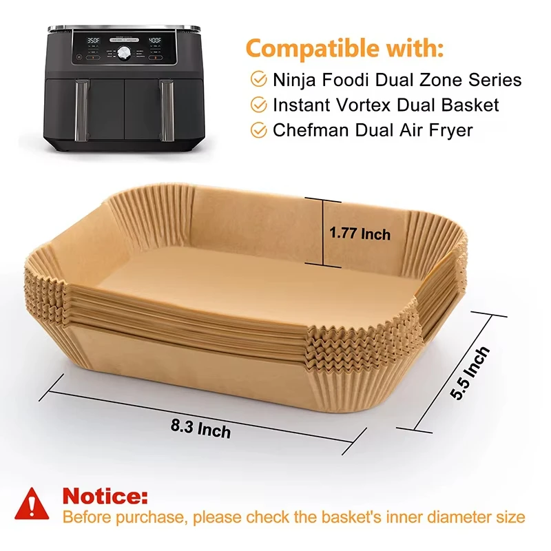 Rectangle Disposable Airfryer Baking Paper Liner Waterproof Oilproof Non-Stick Baking Mat Ninja Foodi Air Fryer Accessories