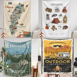 Beach Towel Rug Teen Retro Outdoor Dorm Camping Logo Wall Mat Picnic  Tapestry