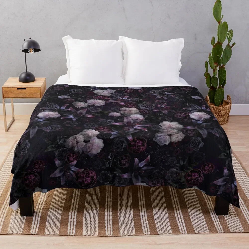 

Midsummer Nights Dream #Dark Floral #Midnight #Black #Rose #Night Throw Blanket blankets ands funny gift Shaggy Blankets
