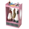 Kids Costume Organizer、 Costume Rack、Kids Armoire、Open Hanging Armoire Closet with Mirror-PINK 2